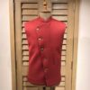 Asymmetrical burgundy jacket accessoriesed with brooch - Image 2