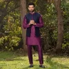 Midnight blue open pattern jacket with twisted thread detailing in quatrefoil pattern