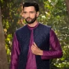 Midnight blue open pattern jacket with twisted thread detailing in quatrefoil pattern - Image 2