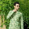 Celery green foliage hand embroidered kurta. - Image 2