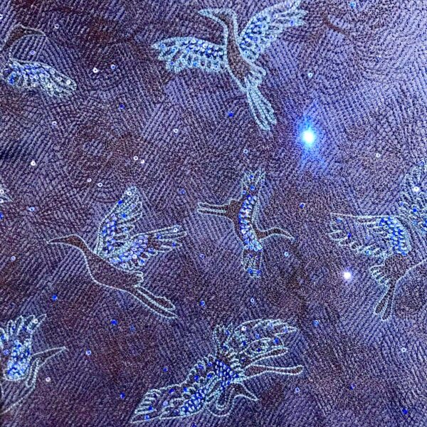 Midnight Blue  assymetric overlapped Bandhgala with celestial garden embroidered all over and highlighted detailinig with thread and sequence. - Image 3