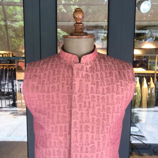 Schauss pink geometric chess hand embroidered Jacket - Image 2