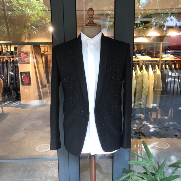 Black Rhombus pintuck blazer with sequence all over