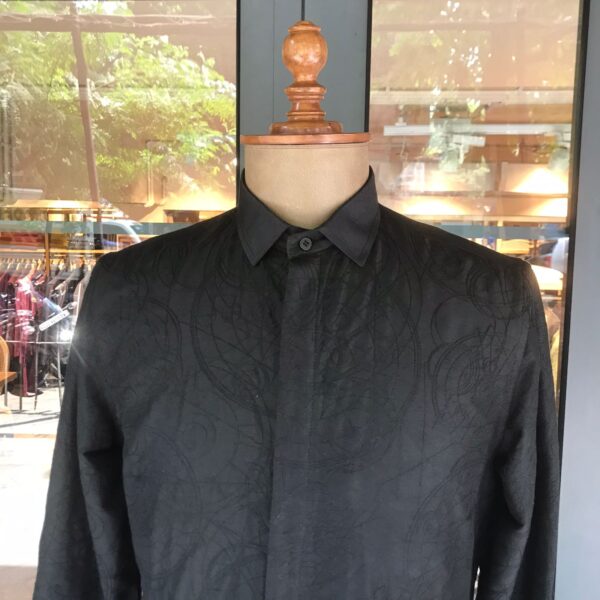 Black Time travel space shirt with concealed placket - Image 2